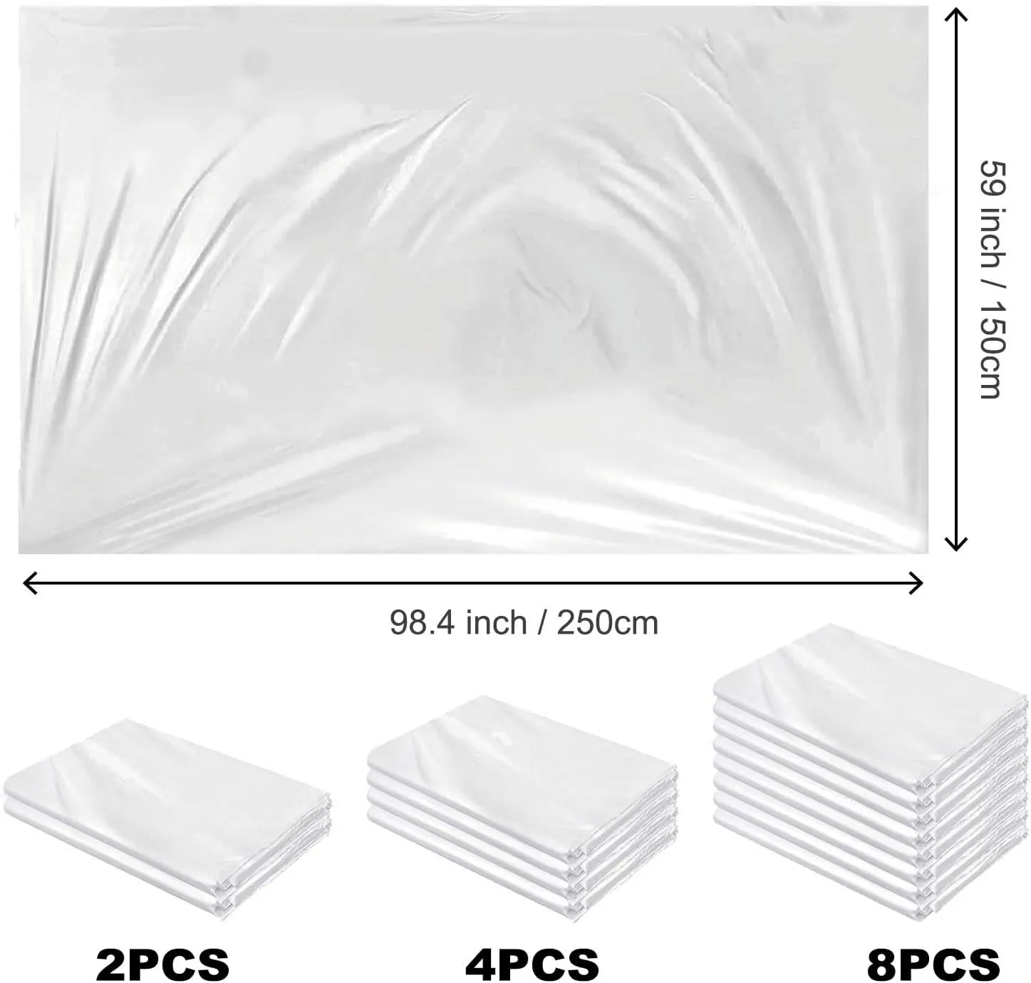 Balloon Transport Bags 8 Pack - 98.4"x59" Heavy-Duty Reusable Clear Plastic Bags for Large Inflated Balloons, Balloon Arch Storage, Party Decoration Supplies