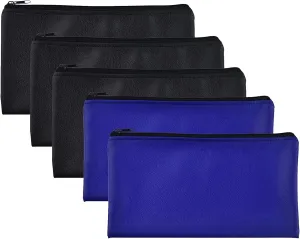 Bank Bag,5 Pack Leatherette Security Deposit Bags Utility Zipper Bags for Tools, Cash Money,Check Wallet,Cosmetics,11x6 inch