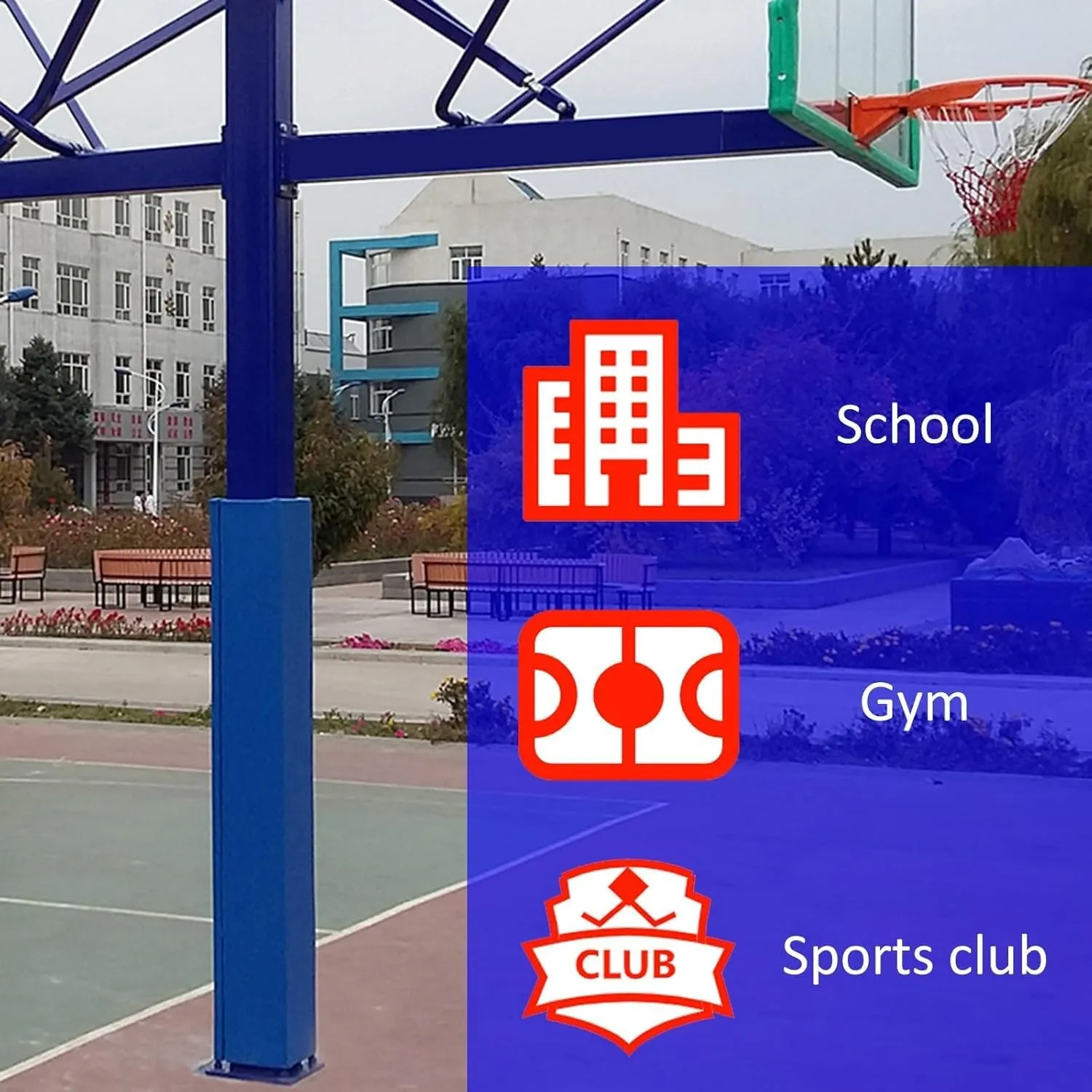 Basketball Square Pole Pad Universal, Heavy Duty Basement Pole Padding Wrap Around for College/Gym/Courtyard, Shock Absorbing Garage Post Protective Pads