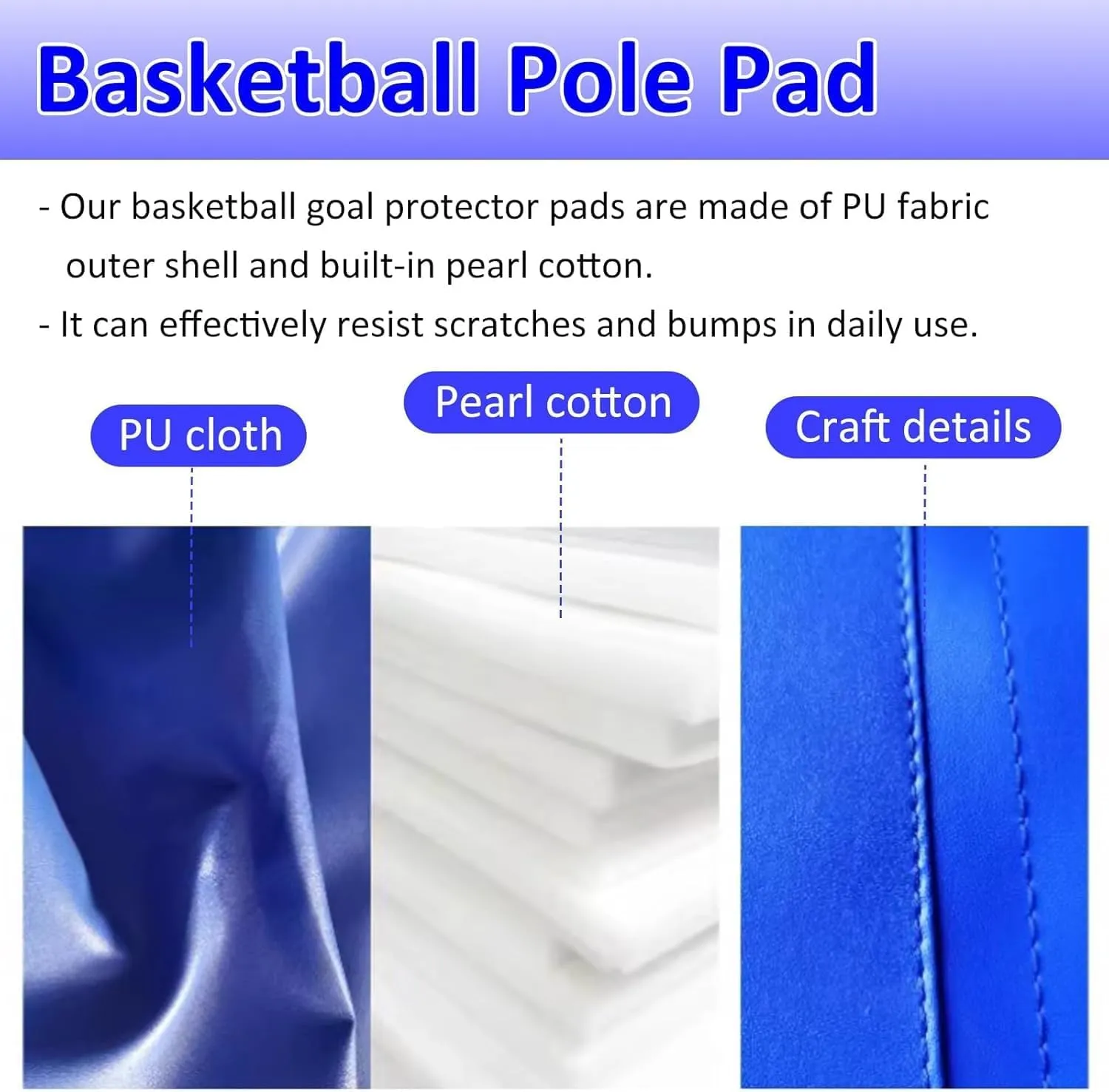Basketball Square Pole Pad Universal, Heavy Duty Basement Pole Padding Wrap Around for College/Gym/Courtyard, Shock Absorbing Garage Post Protective Pads