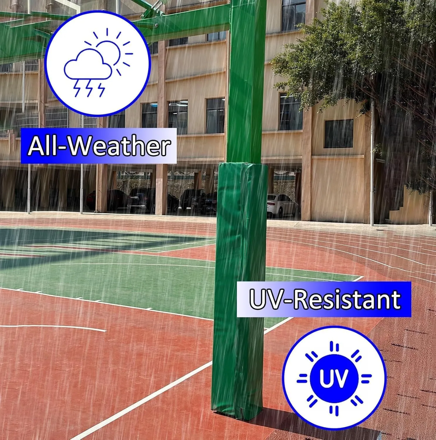 Basketball Square Pole Pad Universal, Heavy Duty Basement Pole Padding Wrap Around for College/Gym/Courtyard, Shock Absorbing Garage Post Protective Pads