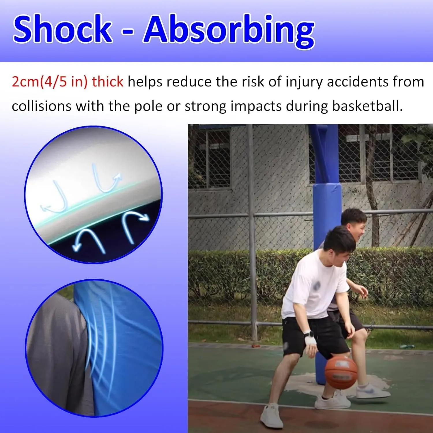 Basketball Square Pole Pad Universal, Heavy Duty Basement Pole Padding Wrap Around for College/Gym/Courtyard, Shock Absorbing Garage Post Protective Pads