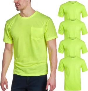 Bass Creek Outfitters Men's Short Sleeve Hi Vis Shirts - 4 Pack Construction Safety Workwear High Visibility Shirts for Men