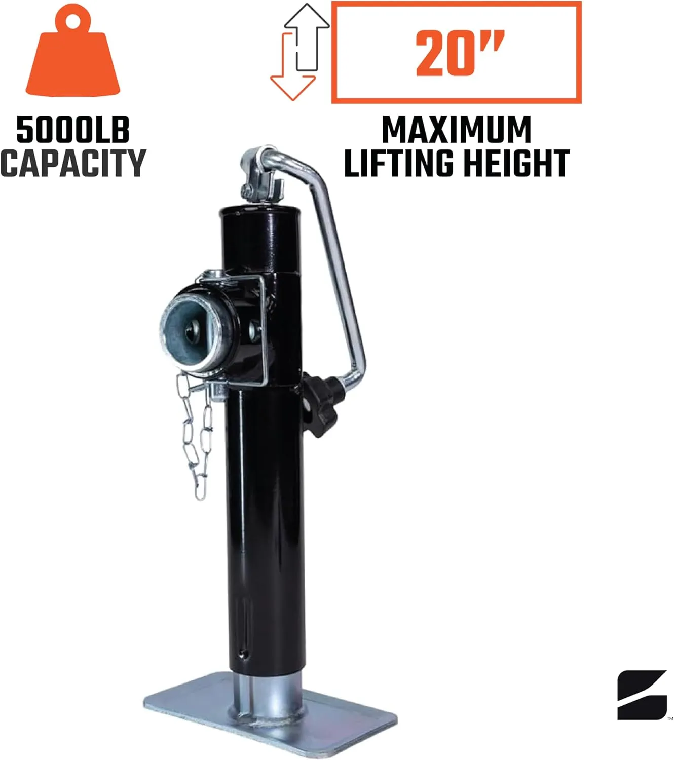 Bastion Distribution Top-Wind Swivel Trailer Jack | Weld-On Pipe Mount Jack | 5000lb Capacity | Tongue Jack for Utility Boat RV Camper Equipment Trailers | Durable Steel Construction | BD-5000TW-TM