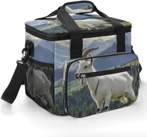 Beach Cooler Bag, Cat on The Mountain Top Printed Camping Cooler Bag,Multi-Purpose Cooler Bag,Adult Cooler Bag