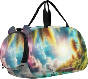Beach Drink Woman Heels Duffle Bag for Girl, Sports Duffle Gym Bags with Shoe Compartment, Personalized Overnight Bag Travel Weekender for Kids