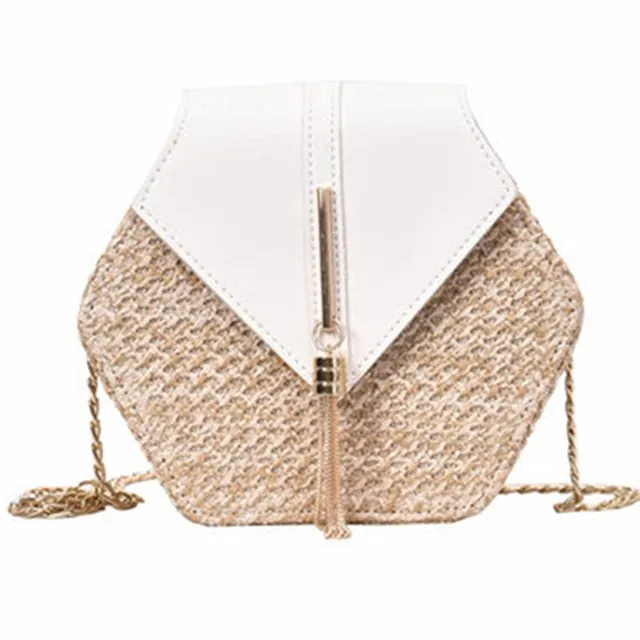 Beach Hexagon Summer Bohemia New Straw leather Extensive catalog Bag Shoulder Bag Style Handmade Fashion Women Woven Circle Handbag Rattan Mulit Unique collection