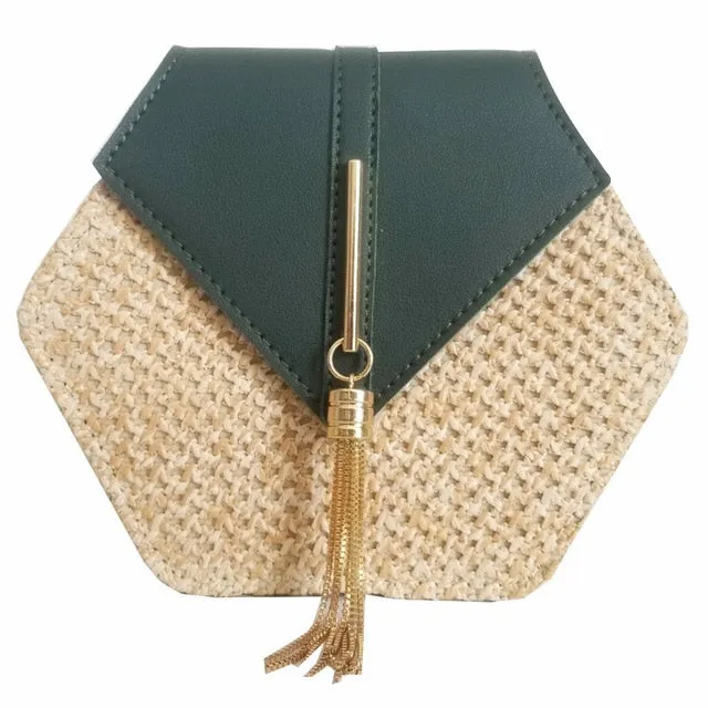 Beach Hexagon Summer Bohemia New Straw leather Extensive catalog Bag Shoulder Bag Style Handmade Fashion Women Woven Circle Handbag Rattan Mulit Unique collection