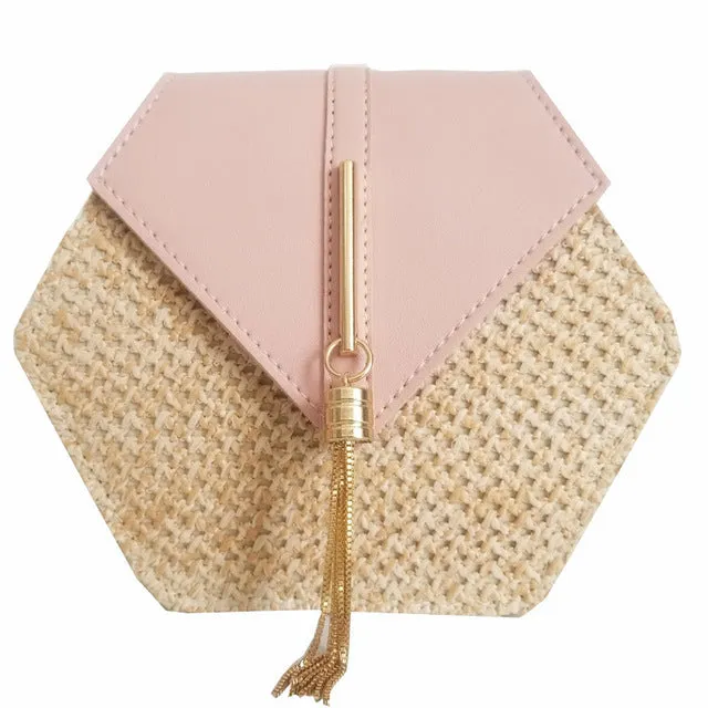 Beach Hexagon Summer Bohemia New Straw leather Extensive catalog Bag Shoulder Bag Style Handmade Fashion Women Woven Circle Handbag Rattan Mulit Unique collection