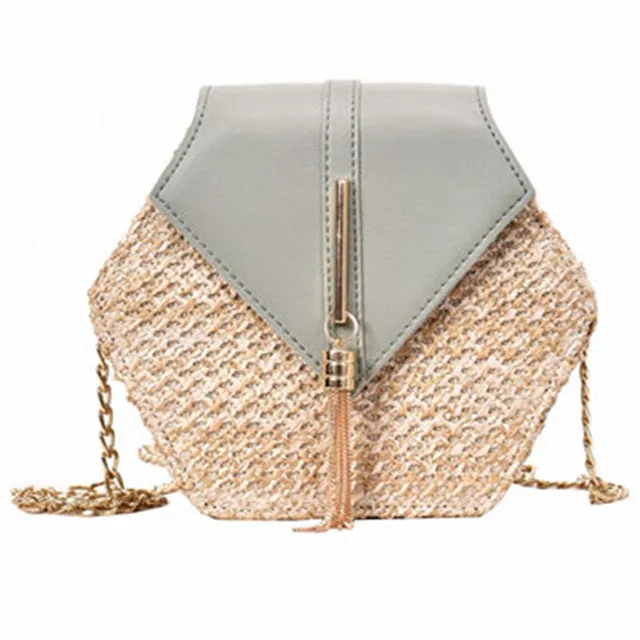 Beach Hexagon Summer Bohemia New Straw leather Extensive catalog Bag Shoulder Bag Style Handmade Fashion Women Woven Circle Handbag Rattan Mulit Unique collection