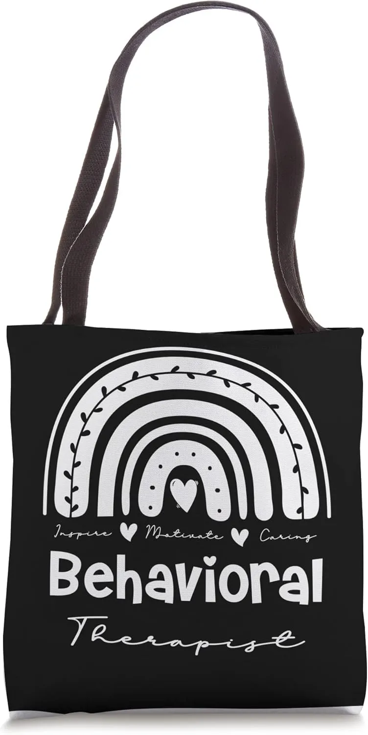 Behavioral Therapist Squad, Boho Rainbow Behavioral Therapy Tote Bag