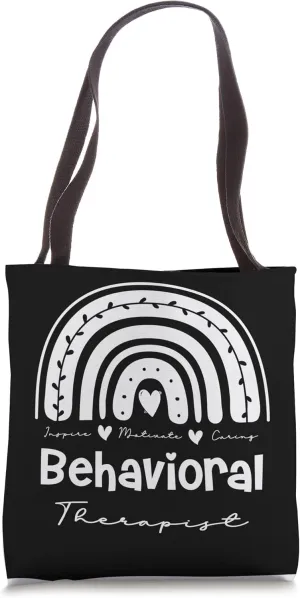 Behavioral Therapist Squad, Boho Rainbow Behavioral Therapy Tote Bag