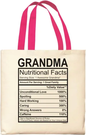 Best Grandma Gifts for Grandma Nutritional Facts Label New Grandma Gifts Canvas Tote Bag