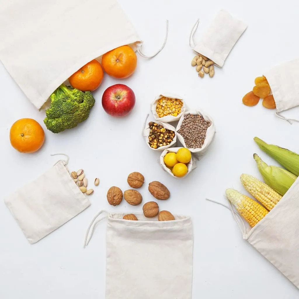 BigLotBags Premium Cotton Muslin Bags, 100% Organic Cotton with Single Drawstring. Premium Quality Reusable Eco-Friendly Natural Muslin Bags. (25, 2x3 Inches)