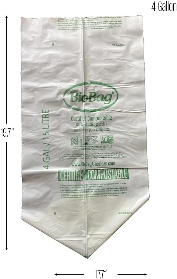 BioBag (Made In USA) The Original Compostable Food Scrap Bags, 100% Compostable Certified (Mulitple Sizes) (4 Gallon/75 Count)