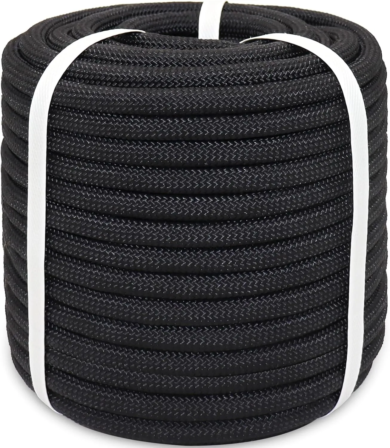 Black Braided Polyester Rope 3/8 in x 100 ft Heavy Duty Rope - Strong Outdoor Rope for Tree Work Swing Pulling Sailing Camping