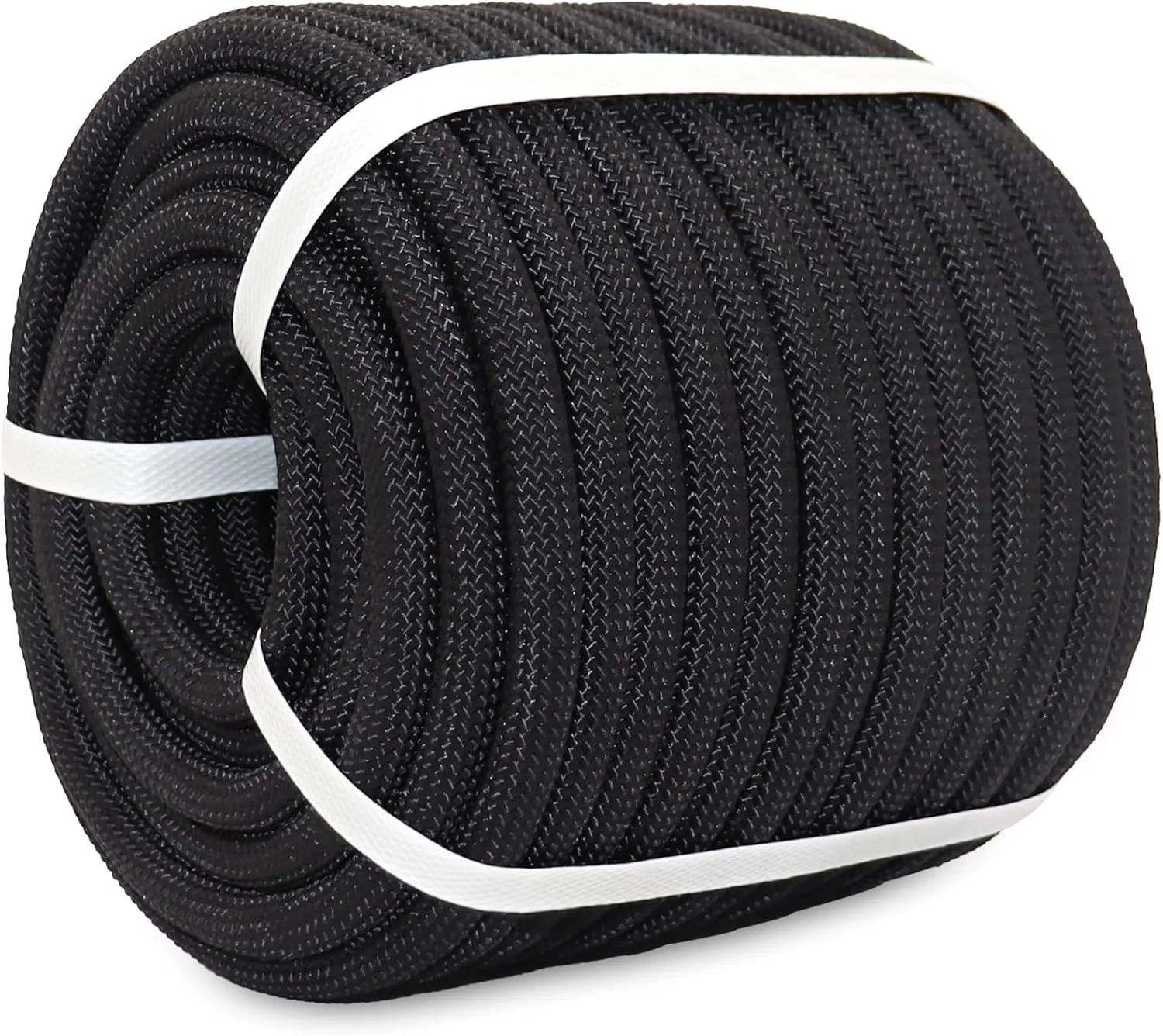 Black Braided Polyester Rope 3/8 in x 100 ft Heavy Duty Rope - Strong Outdoor Rope for Tree Work Swing Pulling Sailing Camping