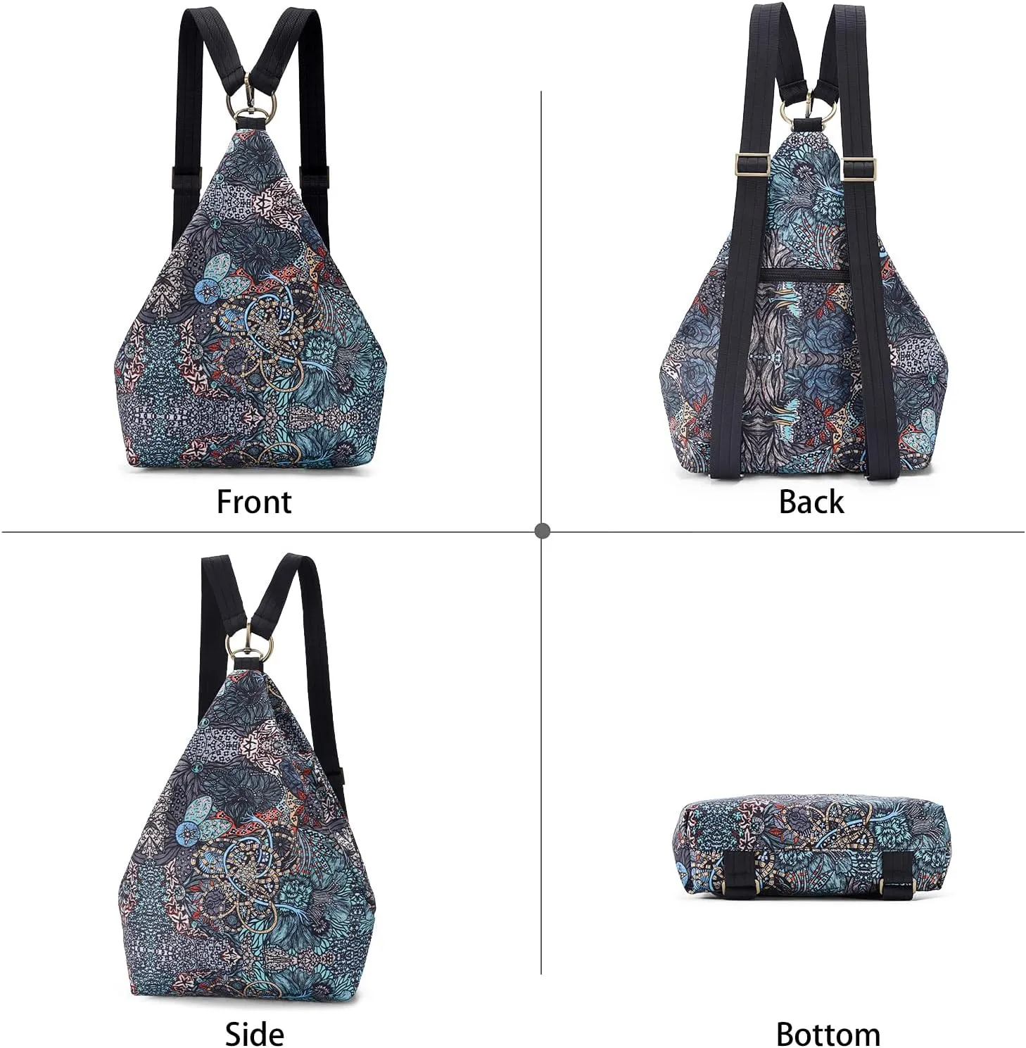 Black Butterfly Premium Backpack for Women, Bohemia Style Fashion Casual Daypack Backpack, Small Backpack Purse (69-grey plus)
