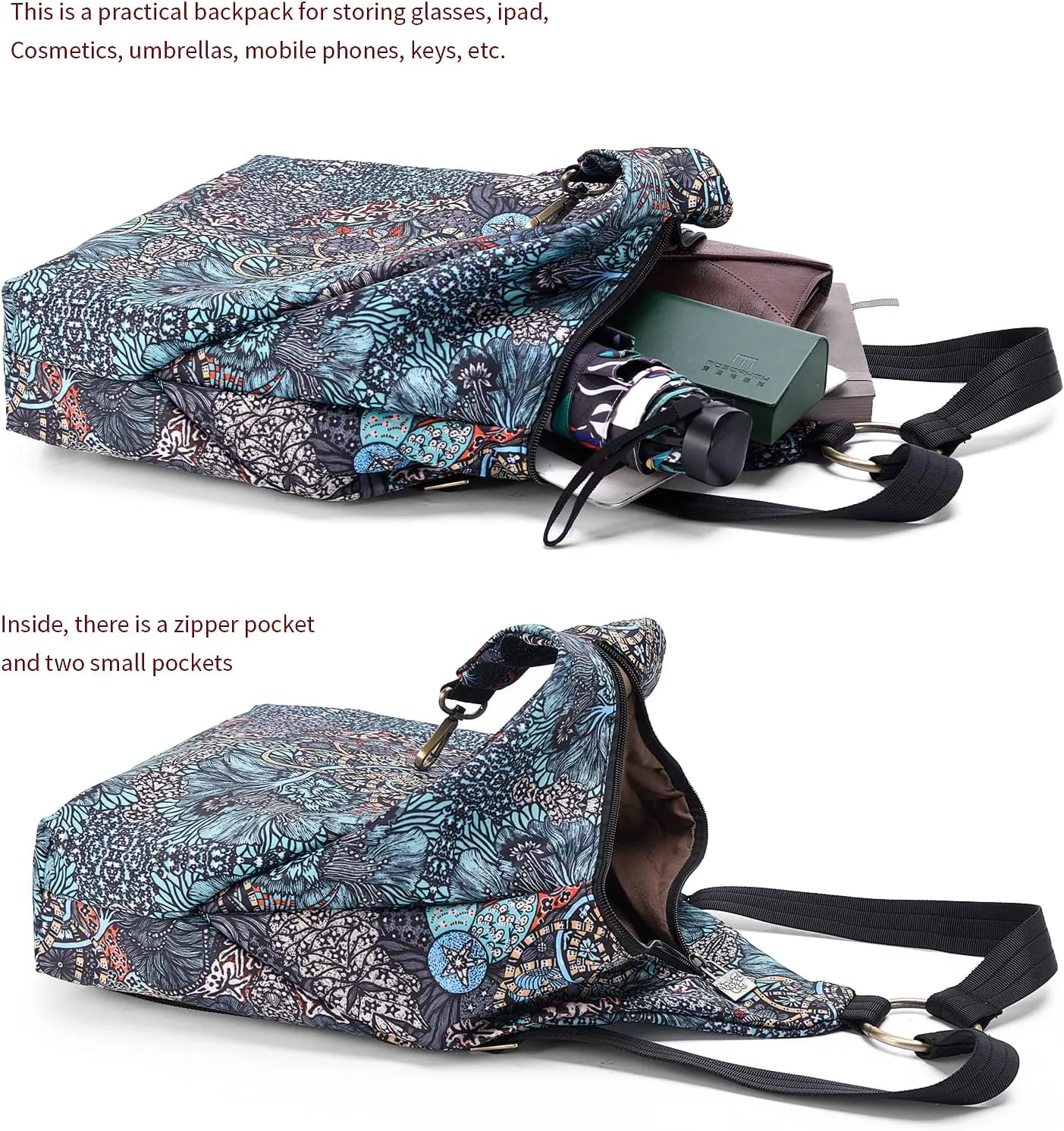 Black Butterfly Premium Backpack for Women, Bohemia Style Fashion Casual Daypack Backpack, Small Backpack Purse (69-grey plus)