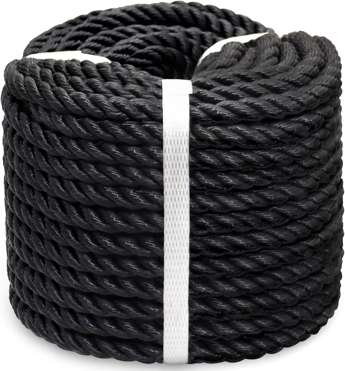 Black Twisted Polyester Rope 3/8" x 100' Utility Black Outdoor Rope - Heavy Duty Rope for Swing Camping Sailing Pulling