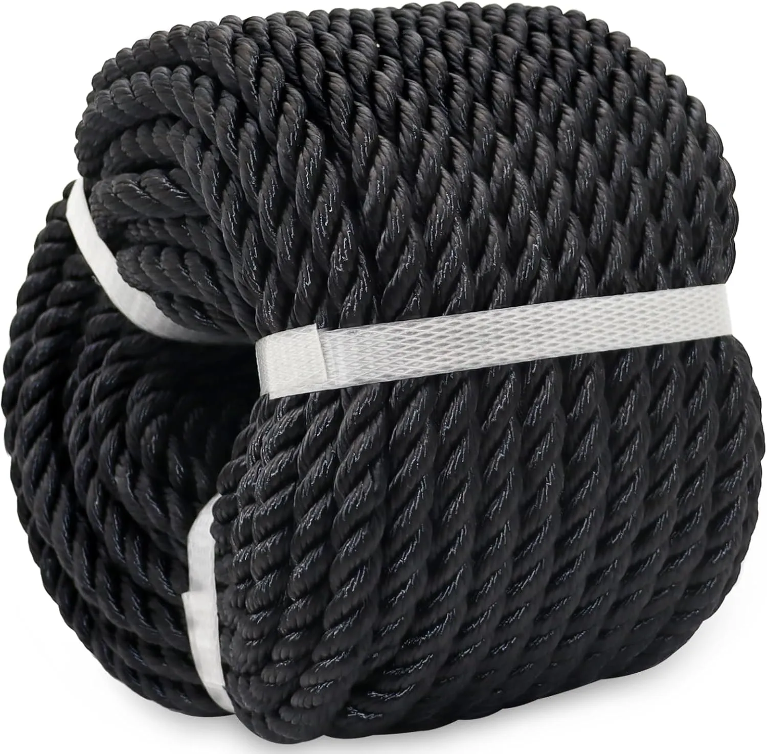 Black Twisted Polyester Rope 3/8" x 100' Utility Black Outdoor Rope - Heavy Duty Rope for Swing Camping Sailing Pulling