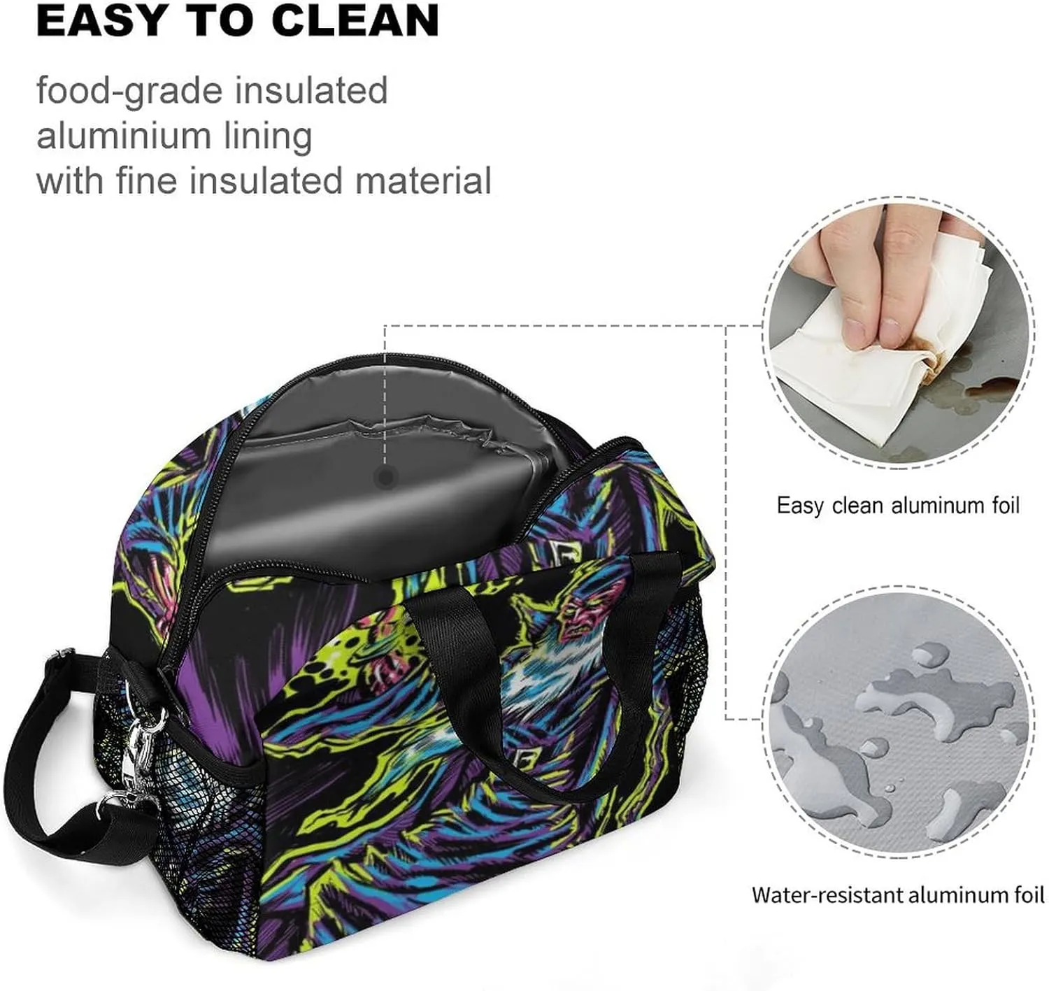 Blacklight by Evil Witch Adjustable Shoulder Strap Insulated And Leak Proof Premium Lunch Bag Unisex