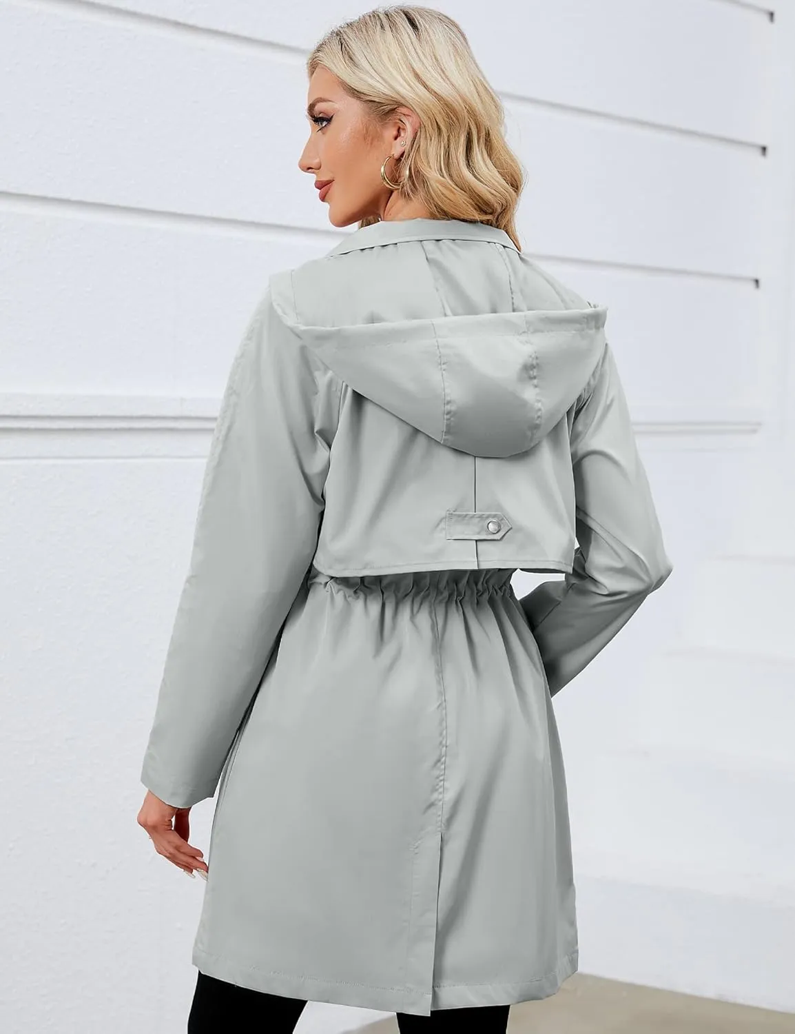 Bloggerlove Rain Jacket for Women Waterproof with Hood Trech Coat for Women Lightweight Raincoats Packable Windbreaker