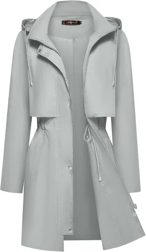 Bloggerlove Rain Jacket for Women Waterproof with Hood Trech Coat for Women Lightweight Raincoats Packable Windbreaker