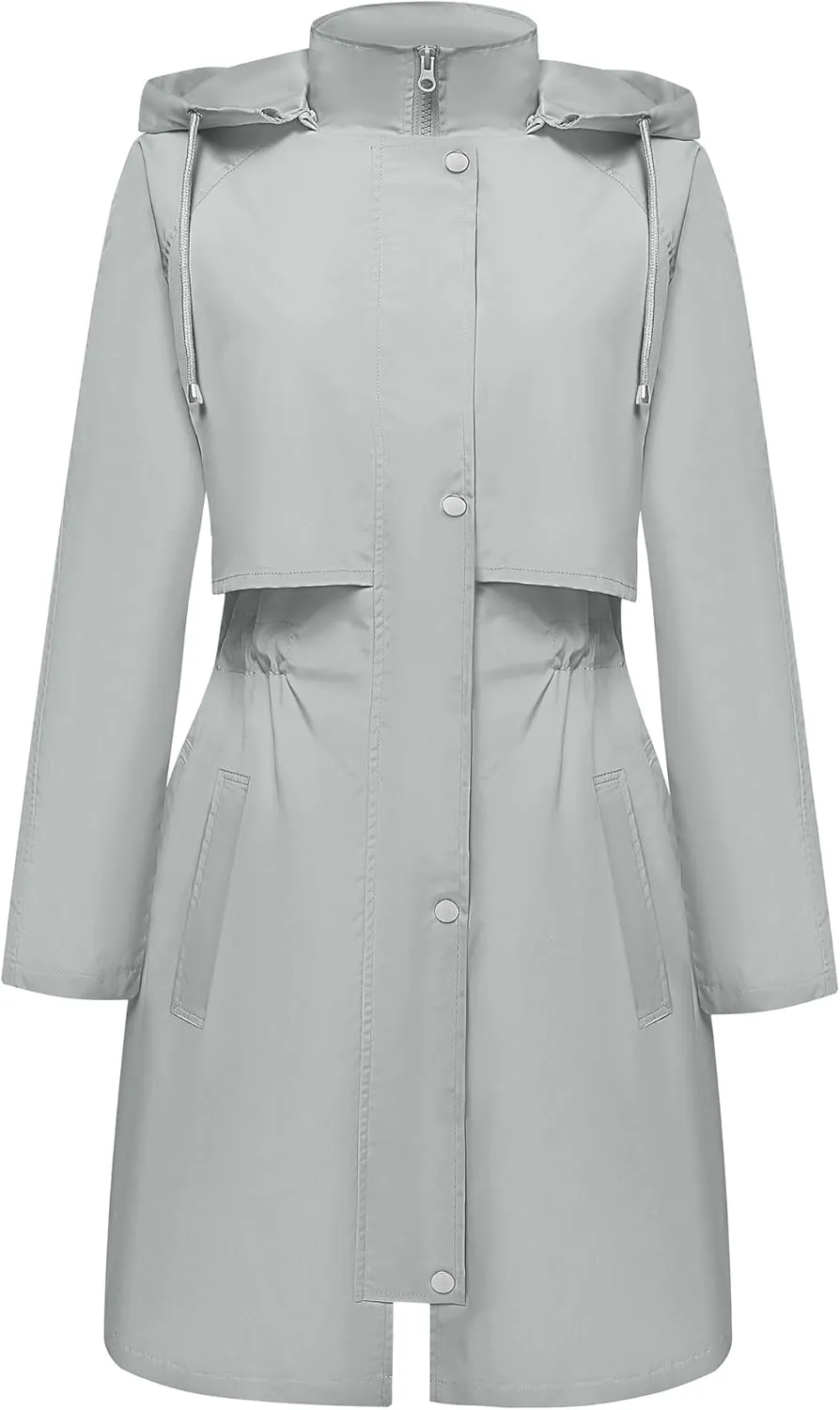 Bloggerlove Rain Jacket for Women Waterproof with Hood Trech Coat for Women Lightweight Raincoats Packable Windbreaker