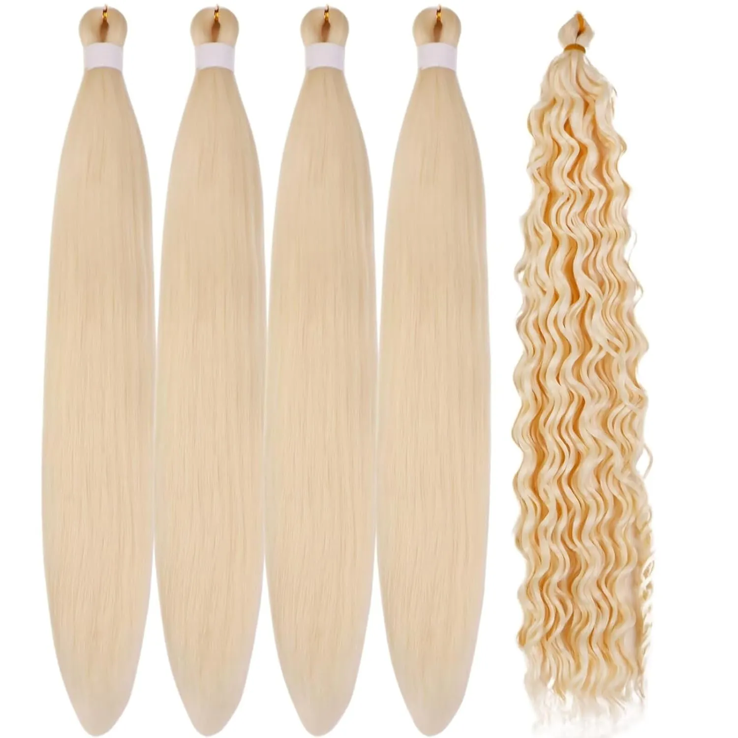 Blonde Braiding Hair Pre stretched 613 Boho Braids Prestretched Braiding Hair for Bohemian Hair Ez Braid Micro Braiding Hair Synthetic Curly Deep Wave Braids