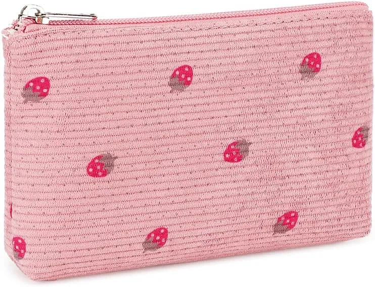 Bluboon 3Pcs Makeup Toiletry Bag for Women, Clear Packing Cubes Cosmetic Bag for Travel Women With Zipper Travel Essentials (Corduroy Strawberry Pink)