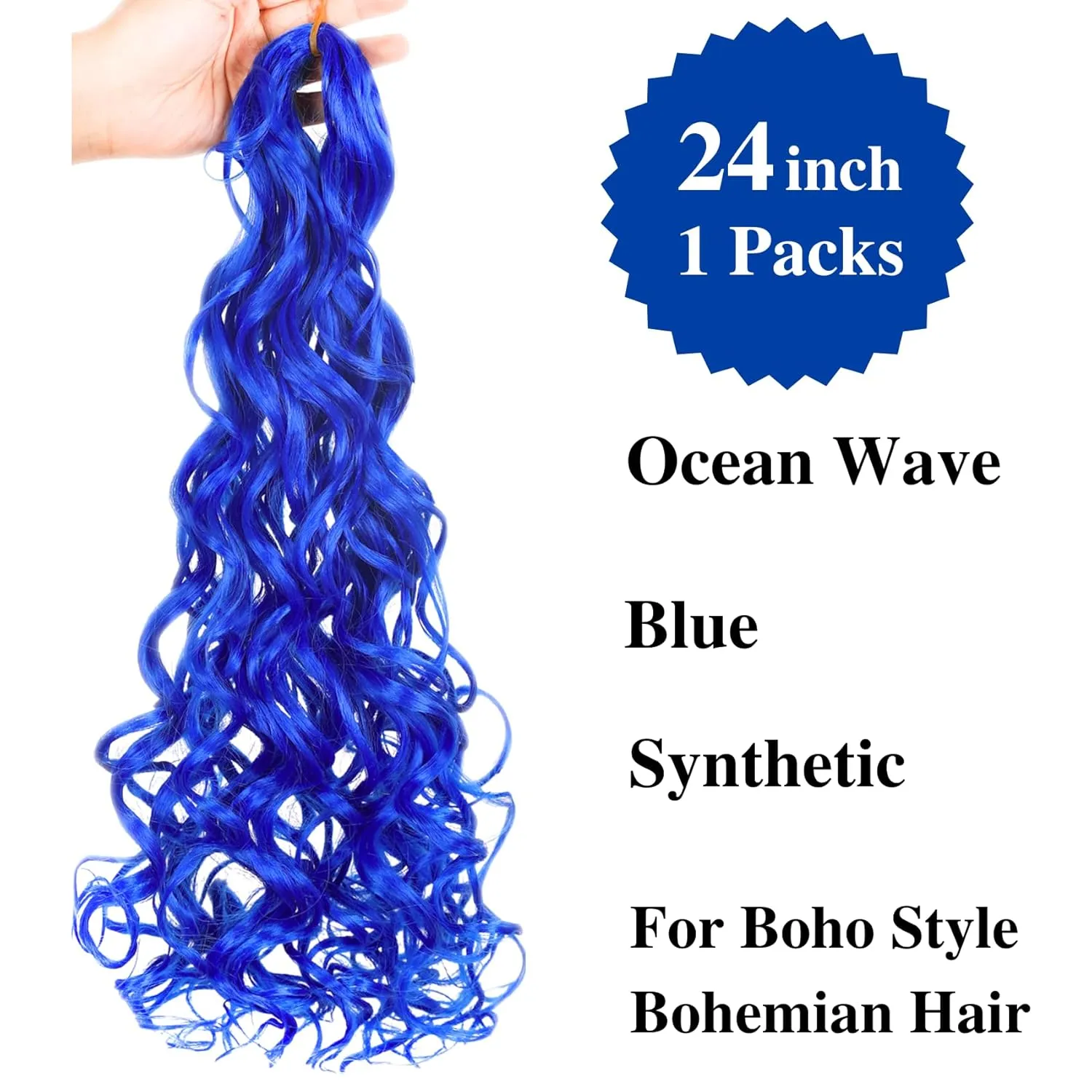 Blue Braiding Hair Pre stretched Curly Ocean Wave Crochet Braids Prestretched Braiding Hair Extensions Hypoallergenic Ez Braid Synthetic Knotless Yaki