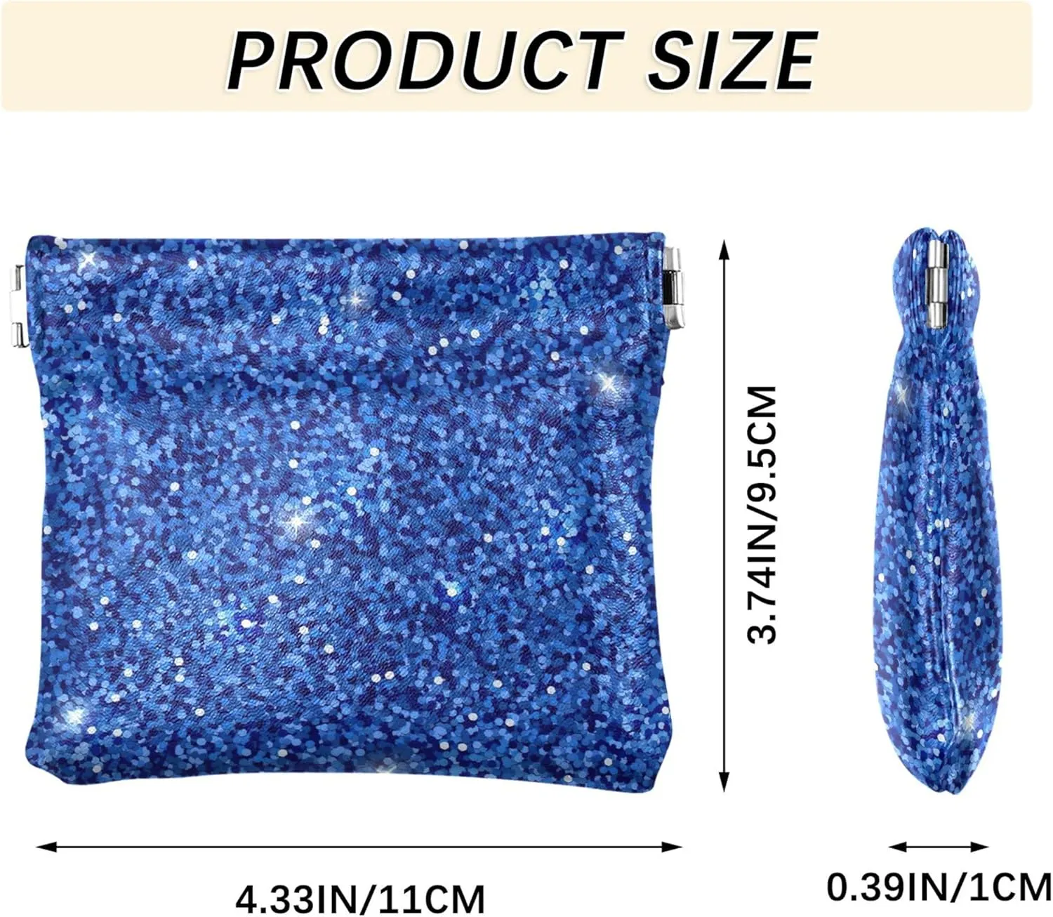 Blue Glitter Shimmer Custom Coin Purse Holder Women Leather Animal Print Squeeze Card Change Purse for Coin