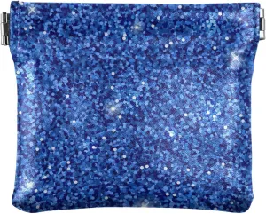 Blue Glitter Shimmer Custom Coin Purse Holder Women Leather Animal Print Squeeze Card Change Purse for Coin