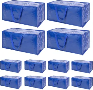 Blue Moving Bags - 8 Pack Extra Large Heavy Duty Storage Bags With Zipper & Reinforce Handles | 29x14x13 Inch Moving Tote Bags Bulk For Clothing, Shoes, Travel