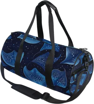 Blue Stingray Fish Gym Duffle Bag Women Men Sports Fitness Bag for Travel Workout Gymnastics Dance Ballet