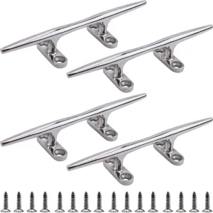 Boat Cleat 4 inch 5 inch 6 inch 8 inch 10 inch Open Base 316 Stainless Steel Dock Cleat Marine Grade Rope Cleat with Fasteners for Kayaks, Nautical Decor