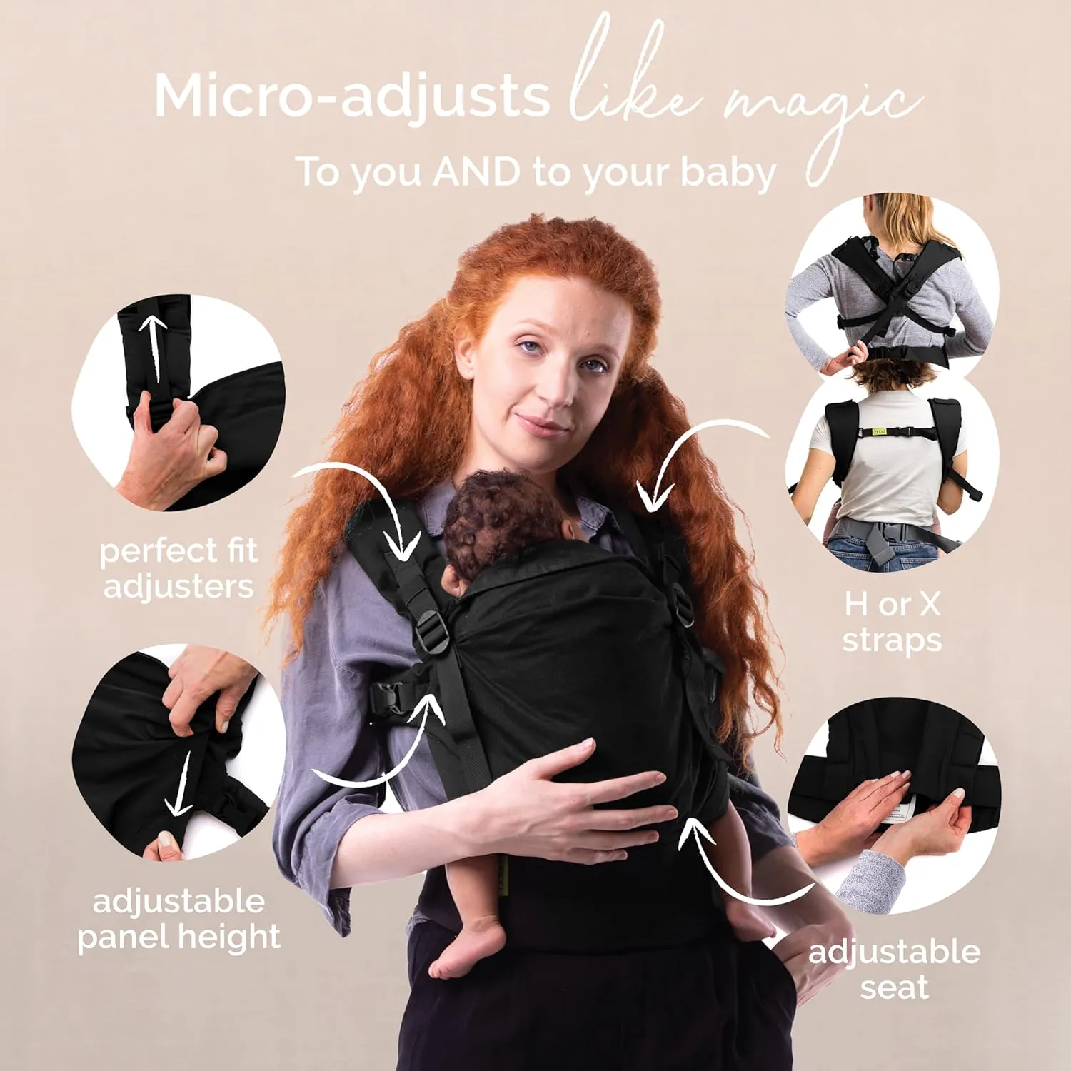 Boba X Baby Carrier - Adaptable, Micro-Adjustable for Babies 7-45 lbs (Black Beauty)