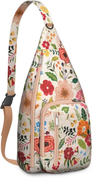 Bohemian Crossbody Bag Daypack for Women Men Lightweight Vintage Tribal Waterproof Sling Bag Backpack Hiking Cycling Sports