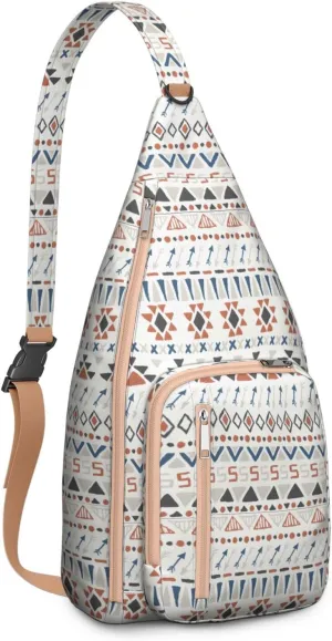 Bohemian Crossbody Bag Daypack for Women Men Lightweight Vintage Tribal Waterproof Sling Bag Backpack Hiking Cycling Sports