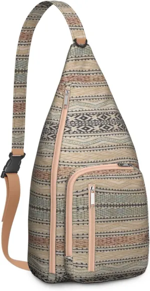 Bohemian Crossbody Bag Daypack for Women Men Lightweight Vintage Tribal Waterproof Sling Bag Backpack Hiking Cycling Sports