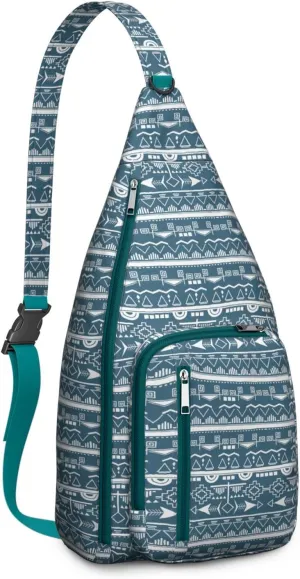 Bohemian Crossbody Bag Daypack for Women Men Lightweight Vintage Tribal Waterproof Sling Bag Backpack Hiking Cycling Sports