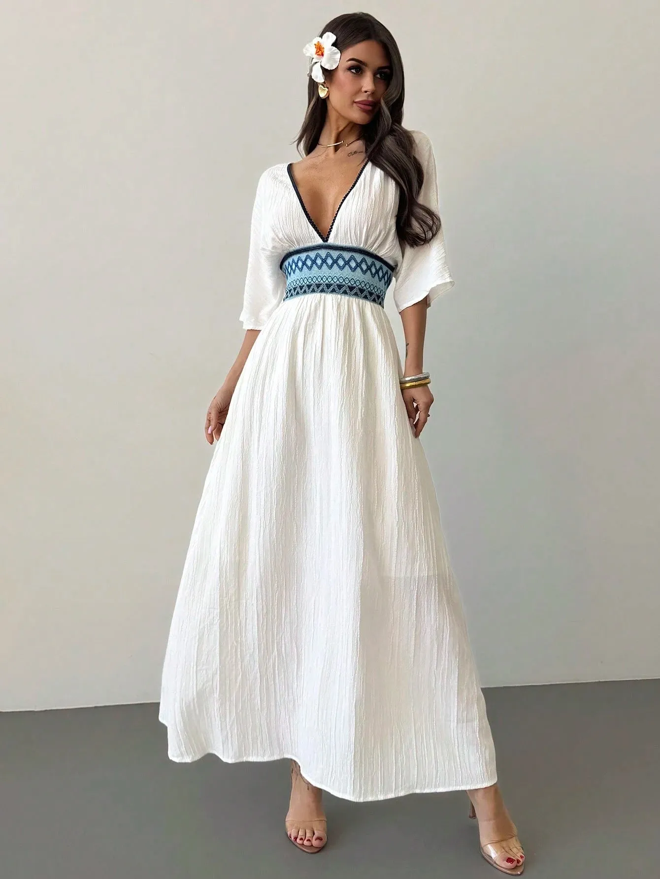 Bohemian Firerie request) White (Available Flawless Women's V-Neck Problem-free return upon