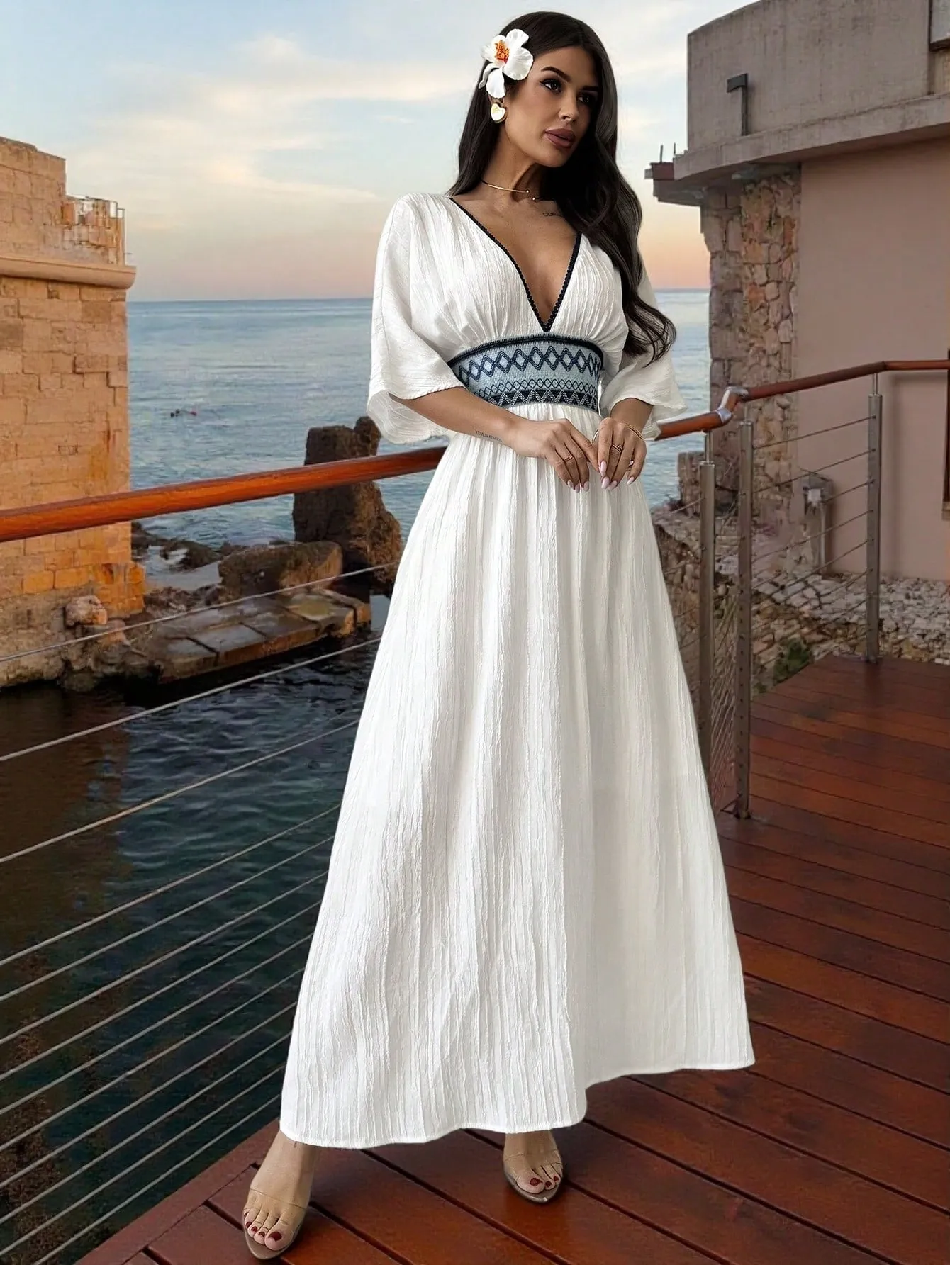 Bohemian Firerie request) White (Available Flawless Women's V-Neck Problem-free return upon
