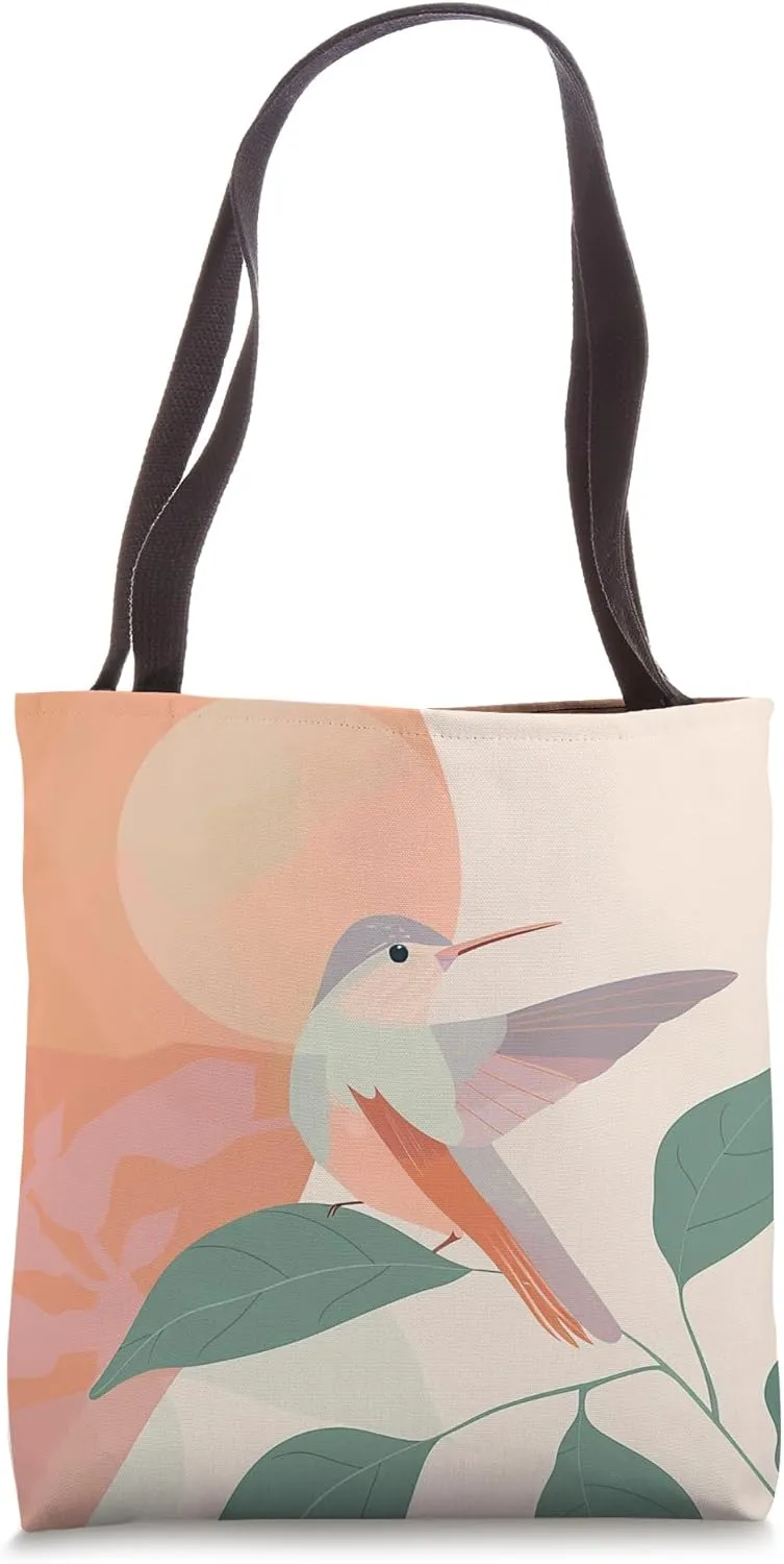 Bohemian Floral Bird Warm Pastel Canyon Wren Tote Bag