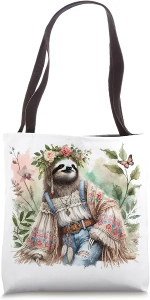 Bohemian Sloth Tote Bag