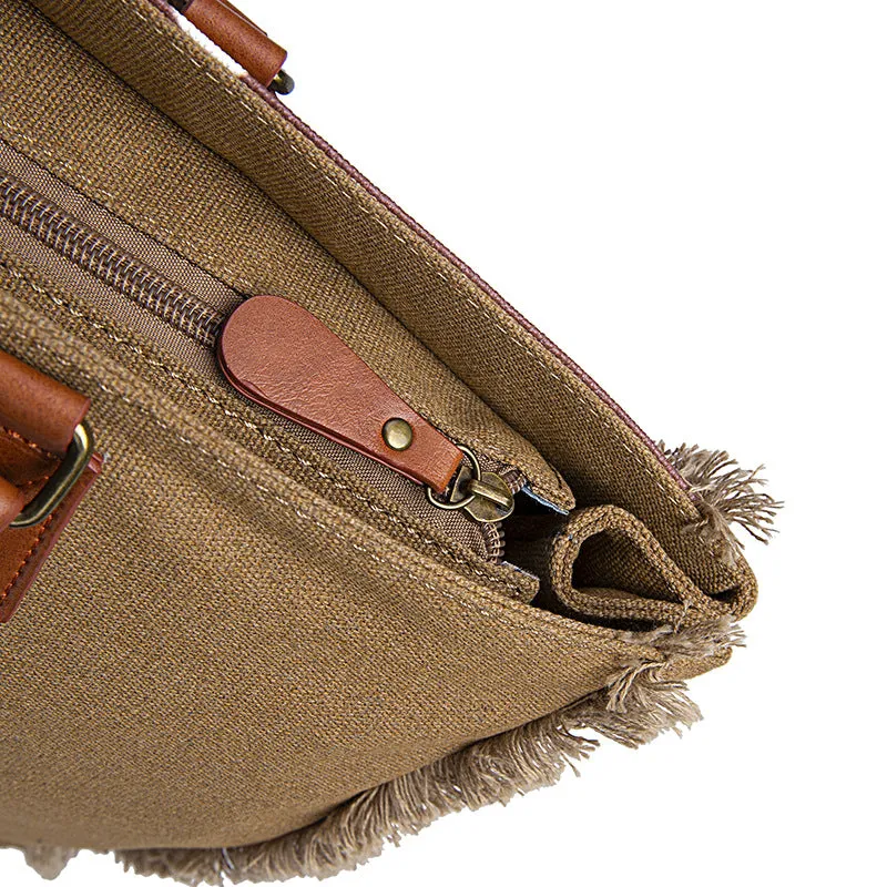 Bohemian Striped Canvas Embroidery Tote