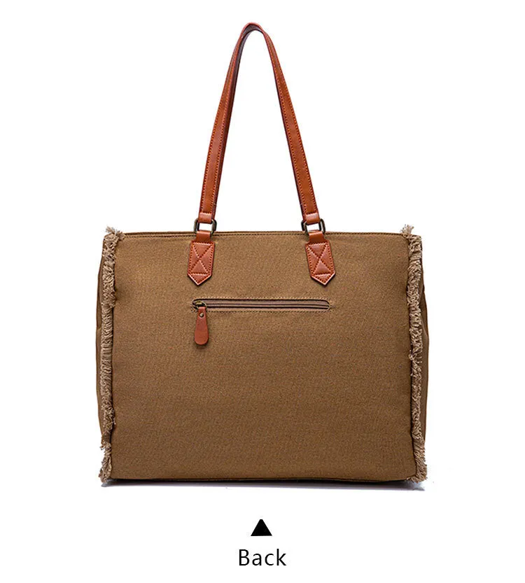 Bohemian Striped Canvas Embroidery Tote