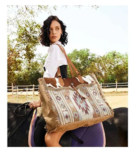 Bohemian Striped Canvas Embroidery Tote