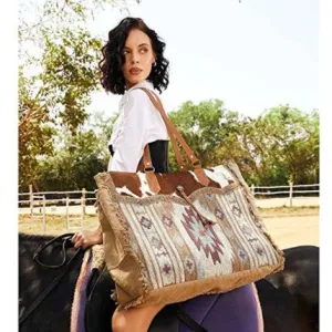 Bohemian Striped Canvas Embroidery Tote